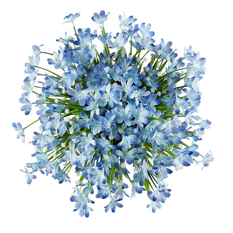 HAPLIA 8 Bundles Artificial Daffodils Flowers, Fake Artificial Greenery UV Resistant No Fade Faux Plastic Plants for Wedding Bridle Bouquet Indoor Outdoor Home Garden Kitchen Office Table Vase (Blue) - Image 4
